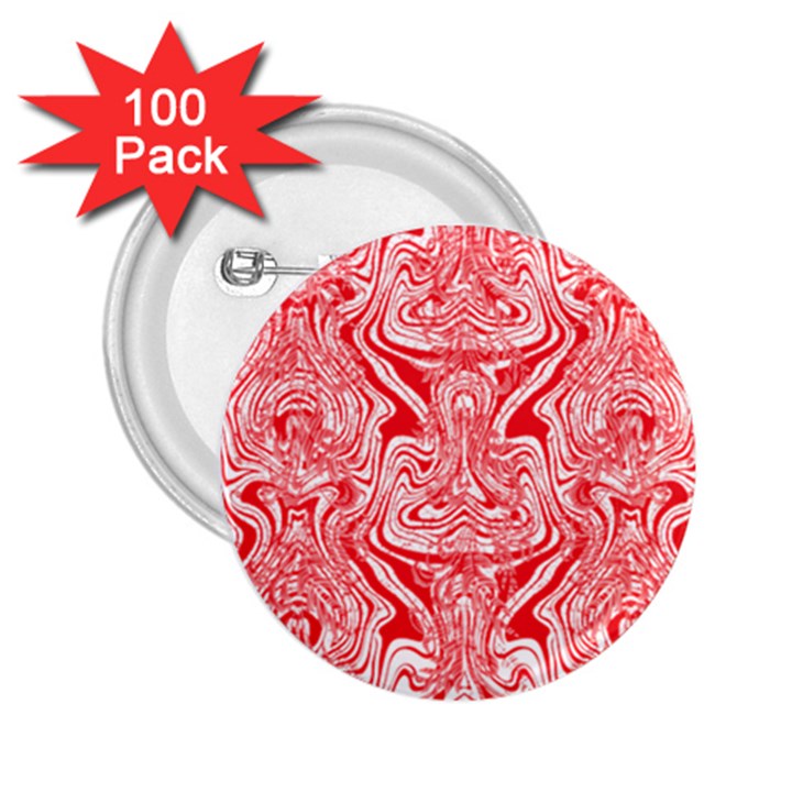 A Red And White Image Of A Pattern On A White Background 2.25  Buttons (100 pack) 