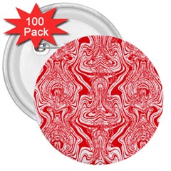 A Red And White Image Of A Pattern On A White Background 3  Buttons (100 Pack)  by catchydesignhill