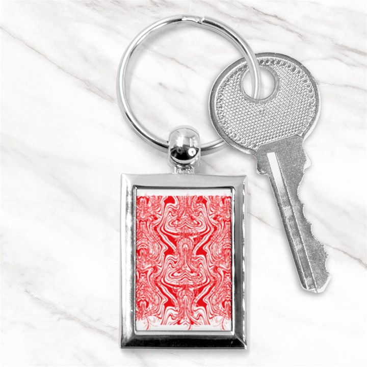 A Red And White Image Of A Pattern On A White Background Key Chain (Rectangle)