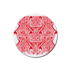 A Red And White Image Of A Pattern On A White Background Rubber Round Coaster (4 Pack) by catchydesignhill