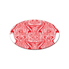 A Red And White Image Of A Pattern On A White Background Sticker (oval) by catchydesignhill