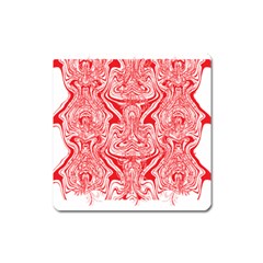 A Red And White Image Of A Pattern On A White Background Square Magnet by catchydesignhill