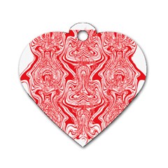 A Red And White Image Of A Pattern On A White Background Dog Tag Heart (one Side)