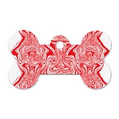 A Red And White Image Of A Pattern On A White Background Dog Tag Bone (two Sides) by catchydesignhill