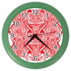 A Red And White Image Of A Pattern On A White Background Color Wall Clock by catchydesignhill