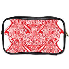 A Red And White Image Of A Pattern On A White Background Toiletries Bag (two Sides) by catchydesignhill