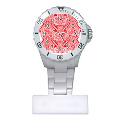 A Red And White Image Of A Pattern On A White Background Plastic Nurses Watch by catchydesignhill