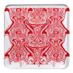 A Red And White Image Of A Pattern On A White Background Square Glass Fridge Magnet (4 Pack) by catchydesignhill