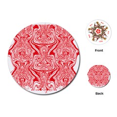 A Red And White Image Of A Pattern On A White Background Playing Cards Single Design (round)