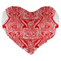 A Red And White Image Of A Pattern On A White Background Large 19  Premium Heart Shape Cushions by catchydesignhill