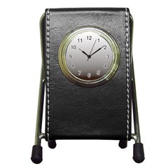 A Black And White Photo Of A Wall Pen Holder Desk Clock by catchydesignhill