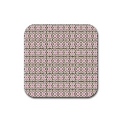 A Pink And Brown Pattern On A White Background Rubber Coaster (square) by catchydesignhill