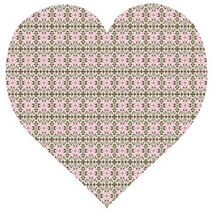 A Pink And Brown Pattern On A White Background Wooden Puzzle Heart by catchydesignhill