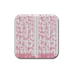 A Pink And White Striped Background Rubber Coaster (square) by catchydesignhill