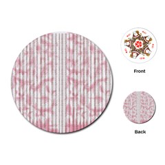 A Pink And White Striped Background Playing Cards Single Design (round)