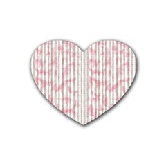 A Pink And White Striped Background Rubber Coaster (heart) by catchydesignhill