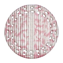 A Pink And White Striped Background Ornament (round Filigree) by catchydesignhill