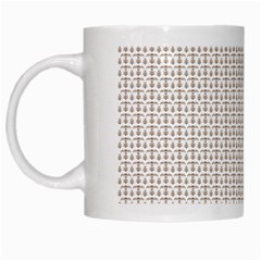 A White Background With A Brown Pattern On It White Mug by catchydesignhill