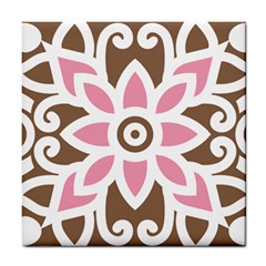 A Pink Flower On A Brown Background Tile Coaster by catchydesignhill