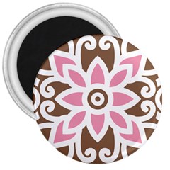 A Pink Flower On A Brown Background 3  Magnets