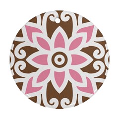 A Pink Flower On A Brown Background Ornament (round) by catchydesignhill