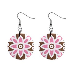 A Pink Flower On A Brown Background Mini Button Earrings by catchydesignhill