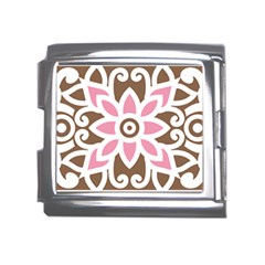 A Pink Flower On A Brown Background Mega Link Italian Charm (18mm) by catchydesignhill