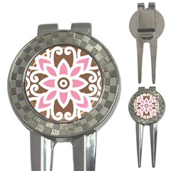 A Pink Flower On A Brown Background 3-in-1 Golf Divots by catchydesignhill