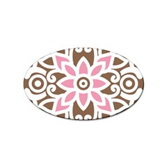 A Pink Flower On A Brown Background Sticker (oval) by catchydesignhill