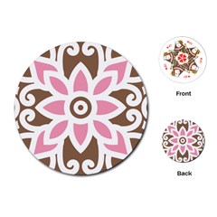 A Pink Flower On A Brown Background Playing Cards Single Design (round)