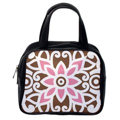 A Pink Flower On A Brown Background Classic Handbag (one Side) by catchydesignhill