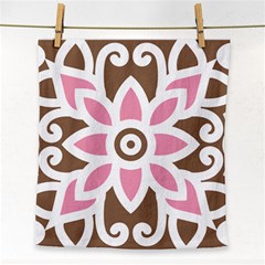 A Pink Flower On A Brown Background Face Towel by catchydesignhill