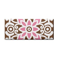 A Pink Flower On A Brown Background Hand Towel by catchydesignhill