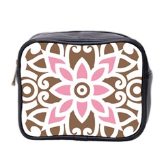 A Pink Flower On A Brown Background Mini Toiletries Bag (two Sides) by catchydesignhill