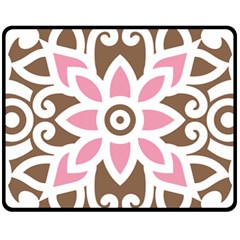 A Pink Flower On A Brown Background Fleece Blanket (medium) by catchydesignhill