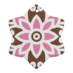 A Pink Flower On A Brown Background Snowflake Ornament (two Sides) by catchydesignhill