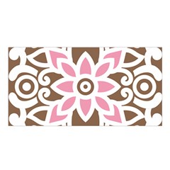 A Pink Flower On A Brown Background Satin Shawl 45  X 80  by catchydesignhill