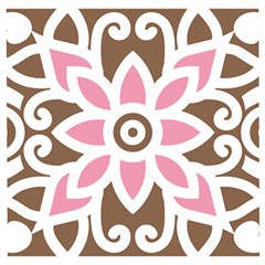 A Pink Flower On A Brown Background Wooden Puzzle Square by catchydesignhill