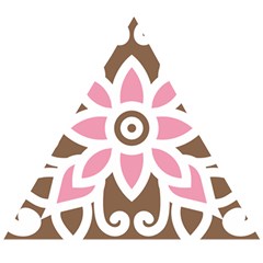 A Pink Flower On A Brown Background Wooden Puzzle Triangle by catchydesignhill