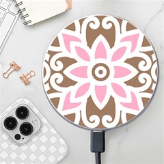 A Pink Flower On A Brown Background Wireless Fast Charger(white) by catchydesignhill