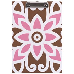 A Pink Flower On A Brown Background A4 Acrylic Clipboard by catchydesignhill