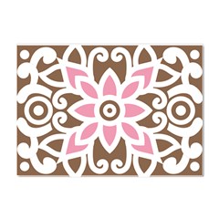 A Pink Flower On A Brown Background Crystal Sticker (a4) by catchydesignhill