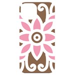 A Pink Flower On A Brown Background iPhone 14 Black UV Print Case Front