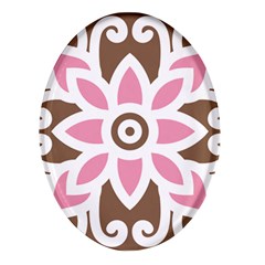 A Pink Flower On A Brown Background Oval Glass Fridge Magnet (4 Pack) by catchydesignhill