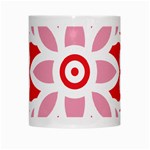 A Red And White Pattern With A Flower On It White Mug Center