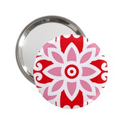 A Red And White Pattern With A Flower On It 2 25  Handbag Mirrors by catchydesignhill