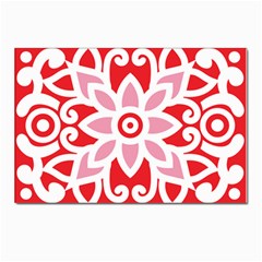 A Red And White Pattern With A Flower On It Postcard 4 x 6  (pkg Of 10) by catchydesignhill