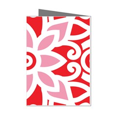 A Red And White Pattern With A Flower On It Mini Greeting Cards (pkg Of 8)