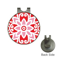 A Red And White Pattern With A Flower On It Hat Clips With Golf Markers by catchydesignhill