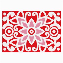 A Red And White Pattern With A Flower On It Large Glasses Cloth by catchydesignhill